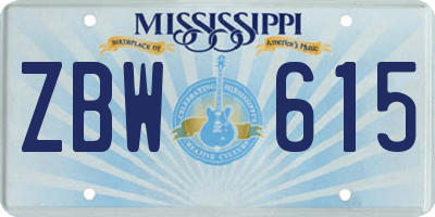 MS license plate ZBW615