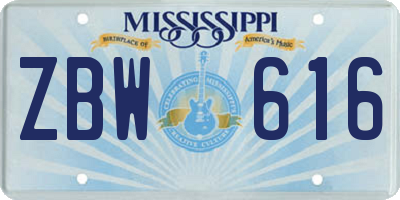 MS license plate ZBW616