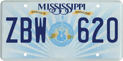 MS license plate ZBW620
