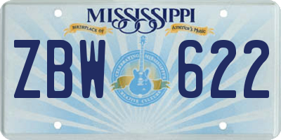 MS license plate ZBW622