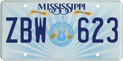 MS license plate ZBW623