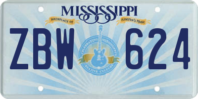 MS license plate ZBW624
