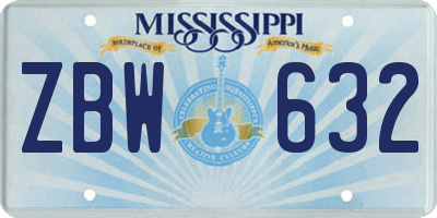 MS license plate ZBW632
