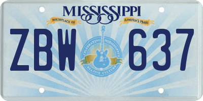 MS license plate ZBW637
