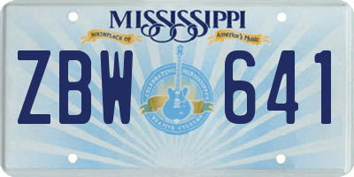 MS license plate ZBW641