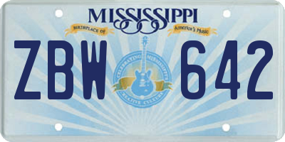MS license plate ZBW642
