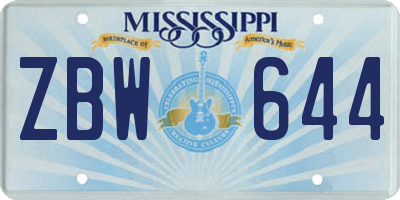 MS license plate ZBW644