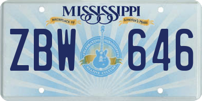 MS license plate ZBW646