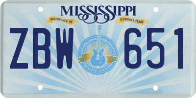 MS license plate ZBW651