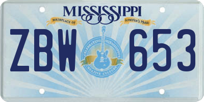 MS license plate ZBW653