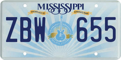 MS license plate ZBW655