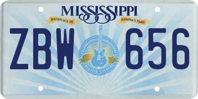 MS license plate ZBW656