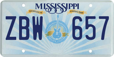 MS license plate ZBW657
