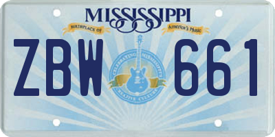 MS license plate ZBW661