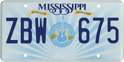 MS license plate ZBW675