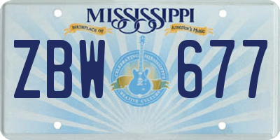 MS license plate ZBW677