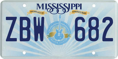 MS license plate ZBW682