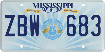 MS license plate ZBW683