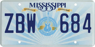 MS license plate ZBW684