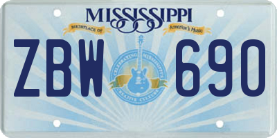 MS license plate ZBW690