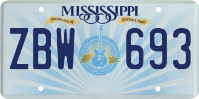 MS license plate ZBW693