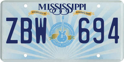 MS license plate ZBW694