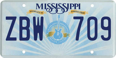 MS license plate ZBW709