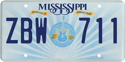 MS license plate ZBW711
