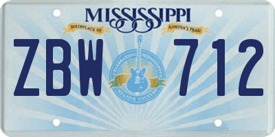 MS license plate ZBW712