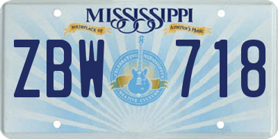 MS license plate ZBW718