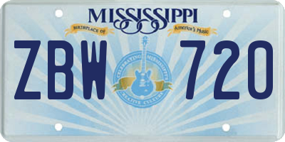 MS license plate ZBW720