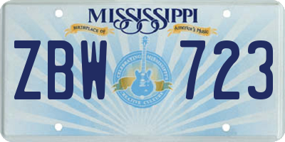 MS license plate ZBW723