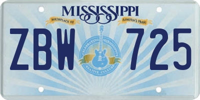 MS license plate ZBW725