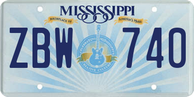 MS license plate ZBW740