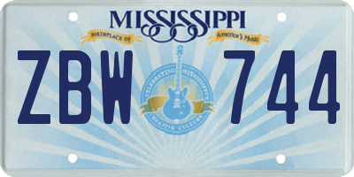 MS license plate ZBW744