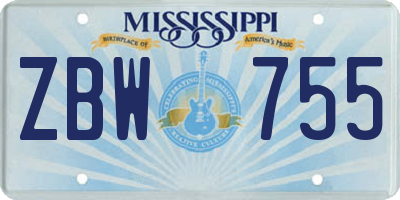 MS license plate ZBW755