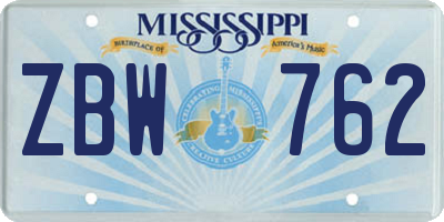 MS license plate ZBW762