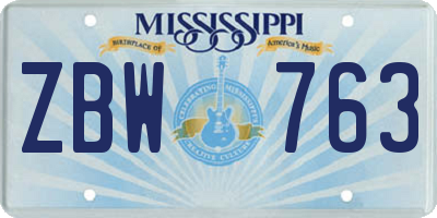 MS license plate ZBW763