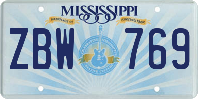 MS license plate ZBW769