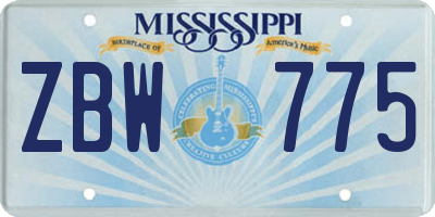 MS license plate ZBW775