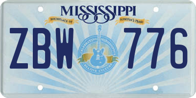 MS license plate ZBW776