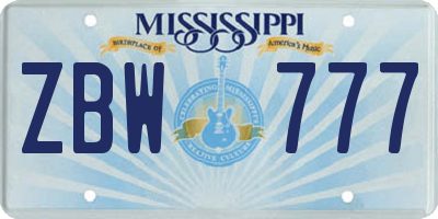 MS license plate ZBW777
