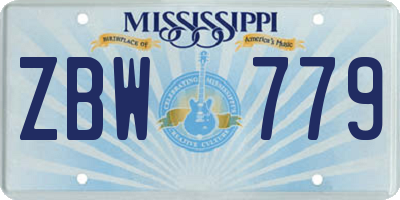 MS license plate ZBW779