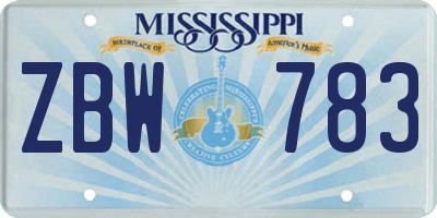 MS license plate ZBW783