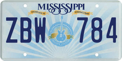 MS license plate ZBW784