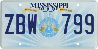 MS license plate ZBW799