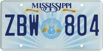 MS license plate ZBW804