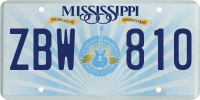 MS license plate ZBW810