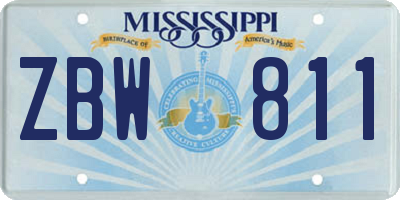 MS license plate ZBW811