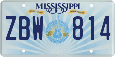 MS license plate ZBW814